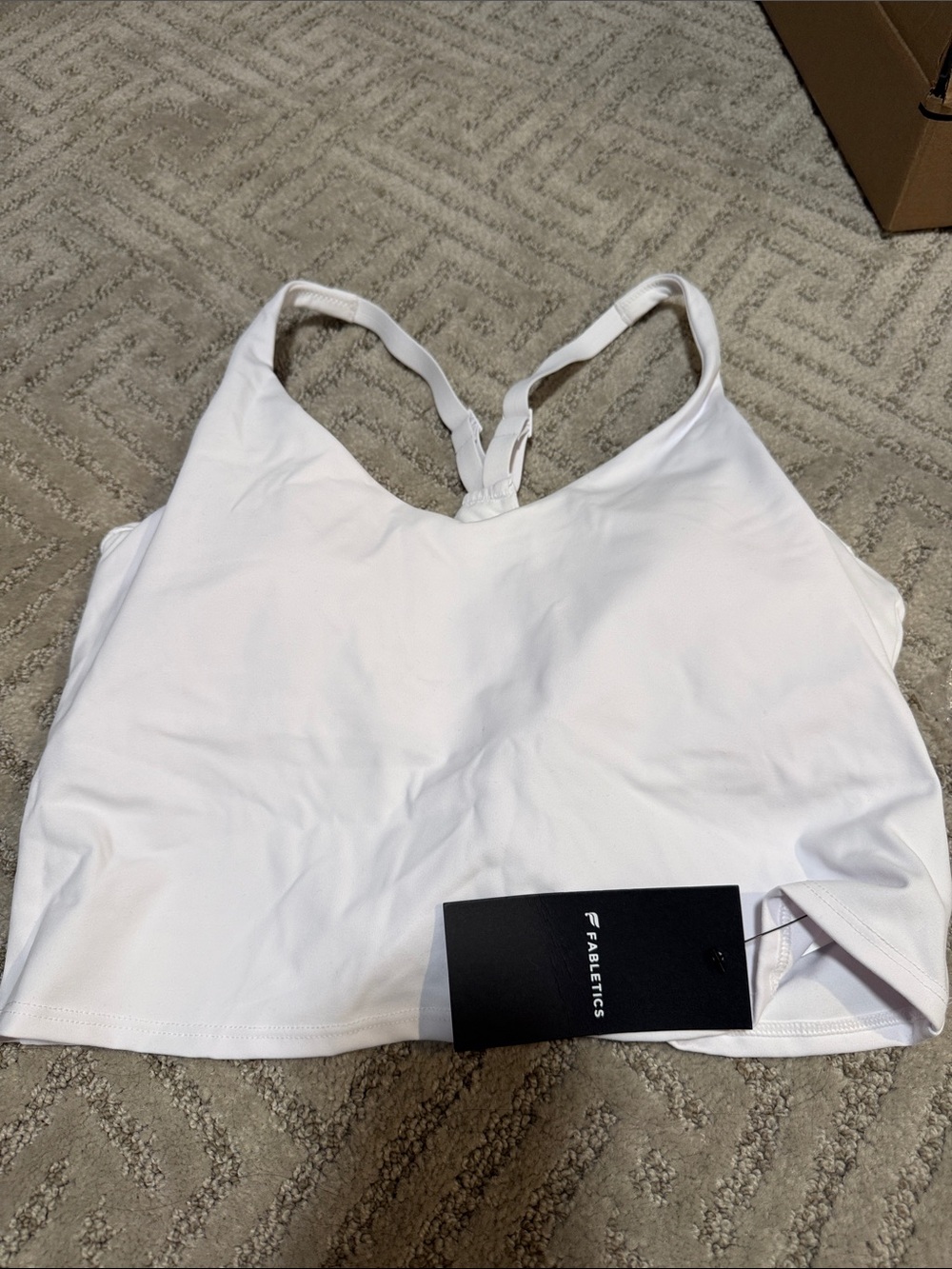 Fabletics White V-Neck Racerback Sports Bra